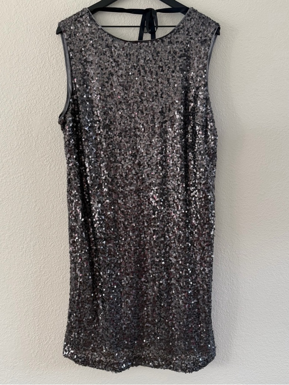 New York & Company Sz‎ 2XL Dress Metallic Full Sequin Stretch Comfy Tank Open